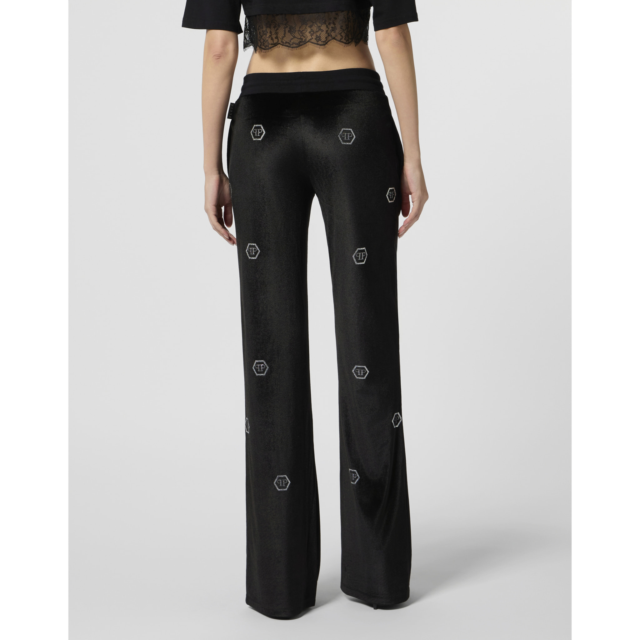 PHILIPP PLEIN Chenille Jogging Pants Mini Monogram Strass Monogram Strass
