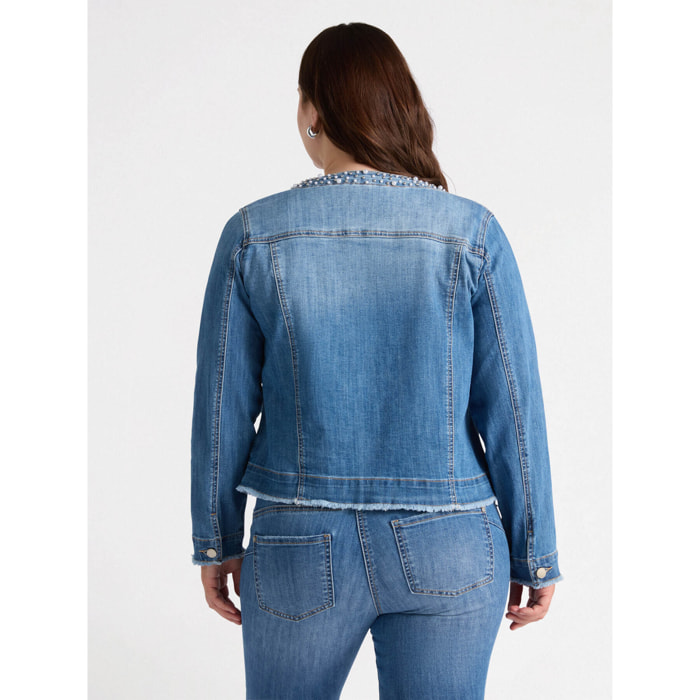 Fiorella Rubino - Chaqueta vaquera bordada - Light - blue