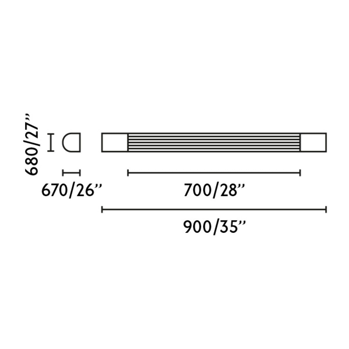 KIVA 900 Lampada da parete cromo