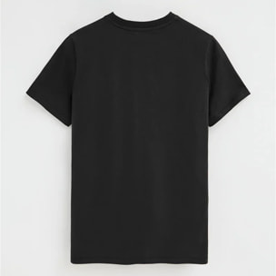 Camiseta negra de manga corta con logo engomado Rigby Go