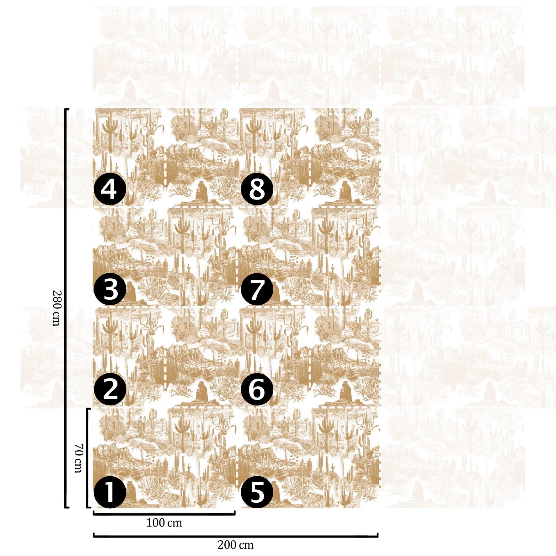 Carta da Parati Cactus nel Deserto Beige