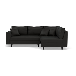 Rune - canapé d'angle droit 4 places en simili - Noir