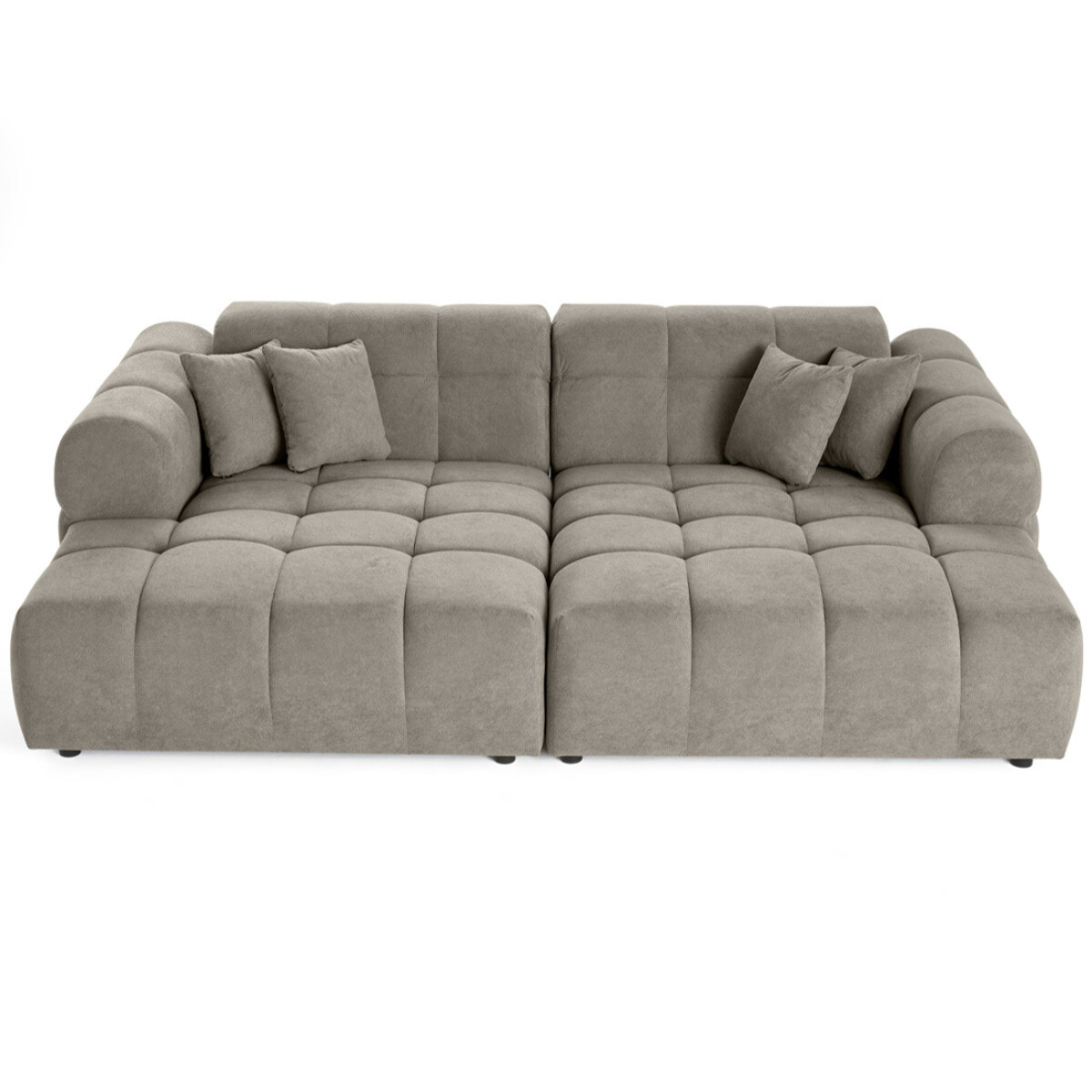 Ray - canapé droit 4 places avec double méridienne - assise profonde - en tissu texturé - Gris