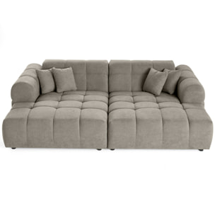 Ray - canapé droit 4 places avec double méridienne - assise profonde - en tissu texturé - Gris