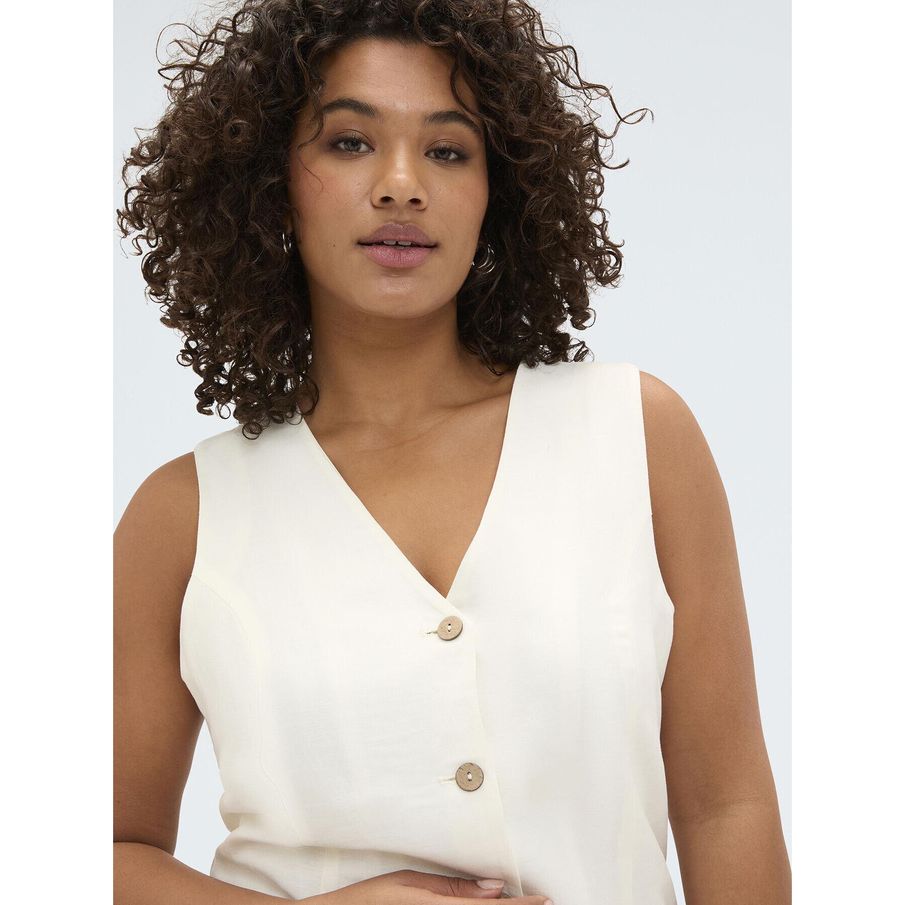 Fiorella Rubino - Vestido camisero en mezcla de lino y viscosa - Blanco
