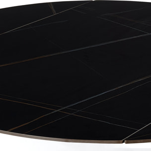 Table à manger extensible Tomasucci TAAK, en céramique, marbre noir, gris H.77 P.85 L.135