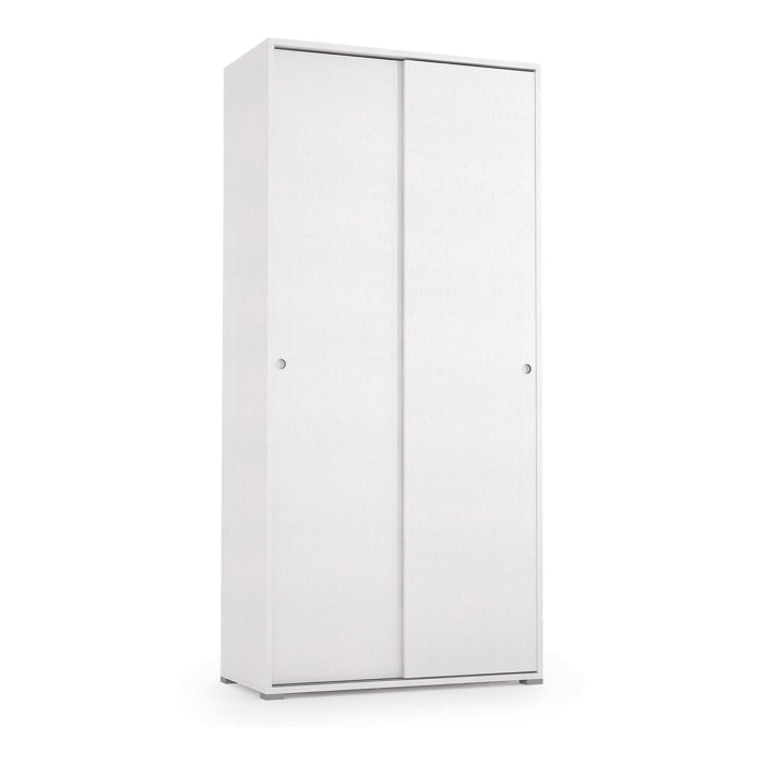 Guardaroba Alaysia, Armadio a 2 ante scorrevoli e 4 ripiani, Mobile moderno multiuso per camera da letto, 100% Made in Italy, 90x45h195 cm, Bianco