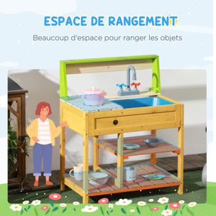 Jeu d'imitation cuisine extérieure enfant 3 étagères évier bois sapin pré-huilé