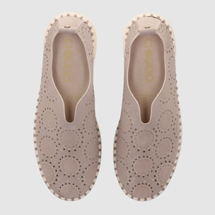 Zapatos de Tejido - Taupe - Tacón: Bajo