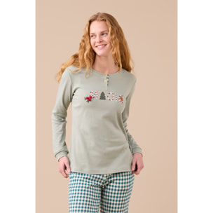 Pigiama donna caldo cotone articolo vichy natale Noidinotte