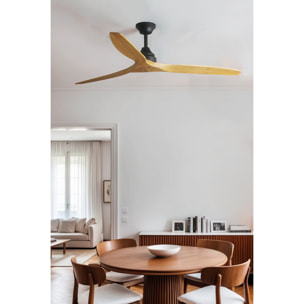 ALO L Ventilateur noir/bois DC