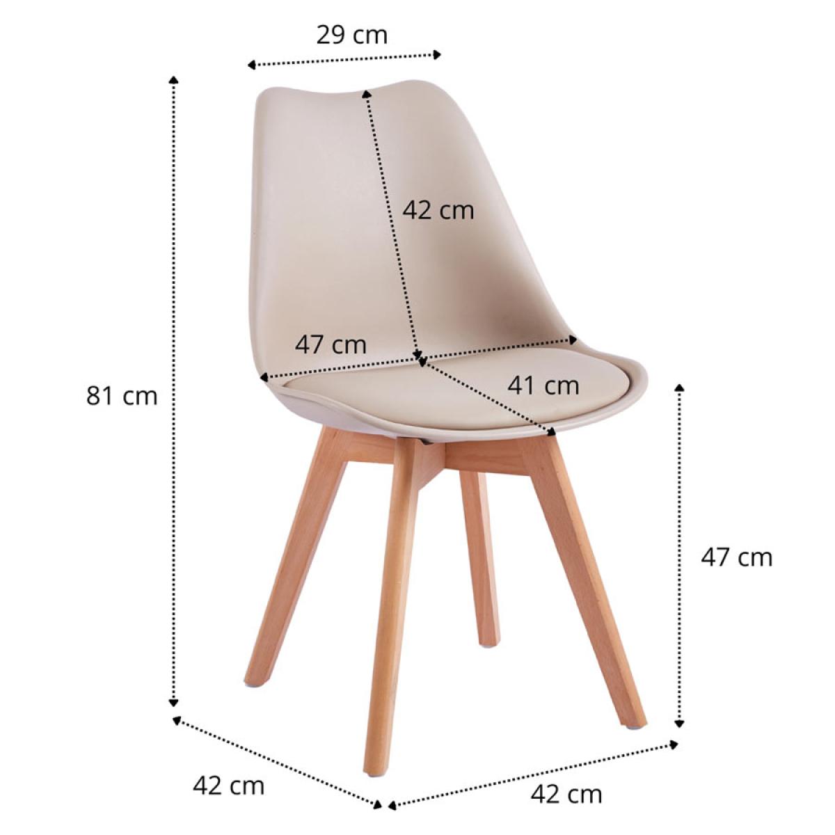 Set 4 sedie da pranzo con gambe legno e cuscino Beige - Candice