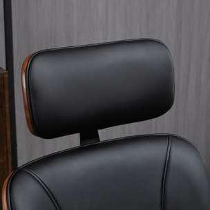 Chaise de bureau manager réglable design bois effet noyer synthétique noir