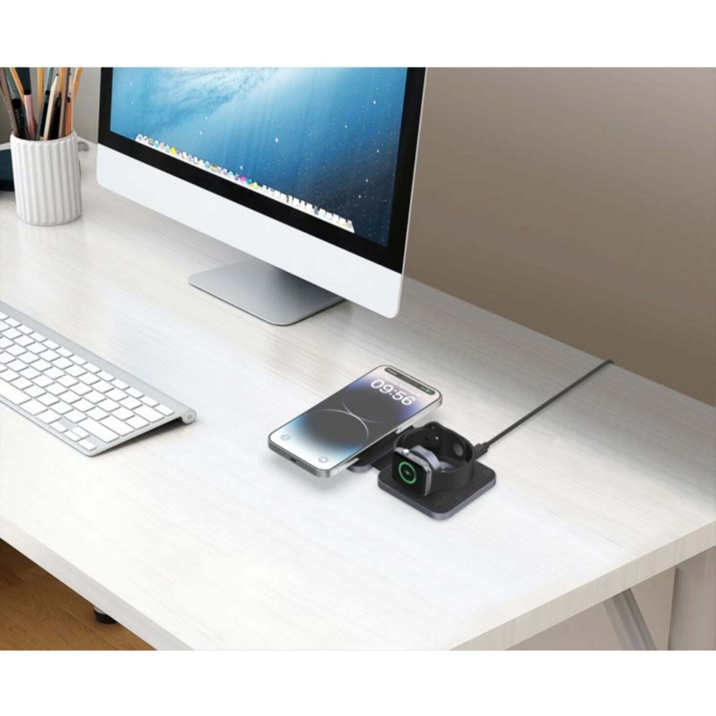 Chargeur ADEQWAT sans fil MagSafe 2 en 1 plat pliable 15W
