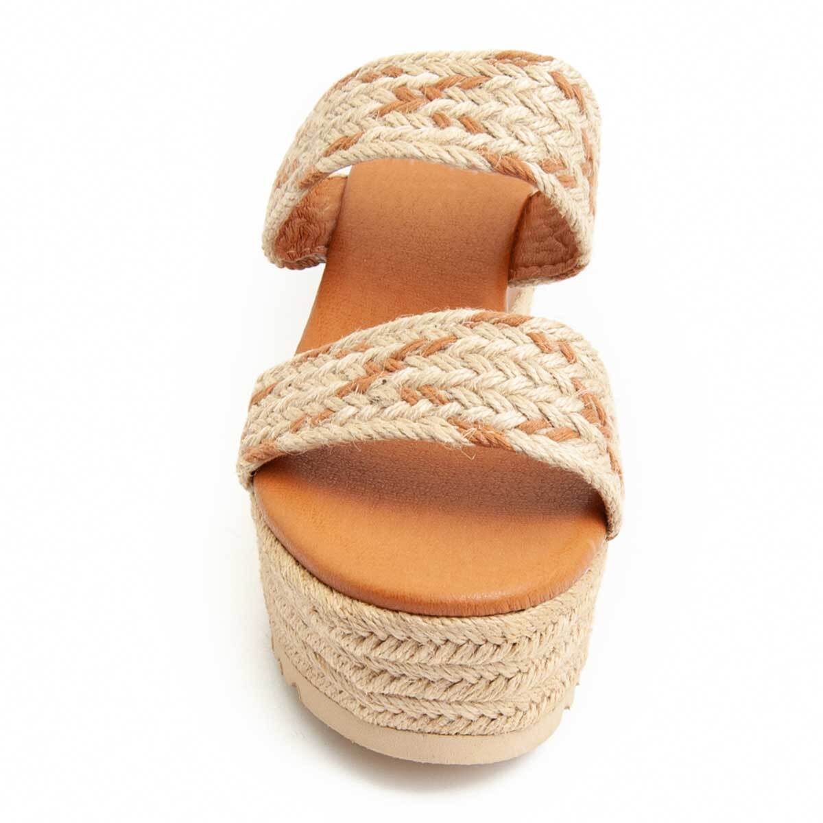Sandalia de cuña - Beige - Altura: 9 cm