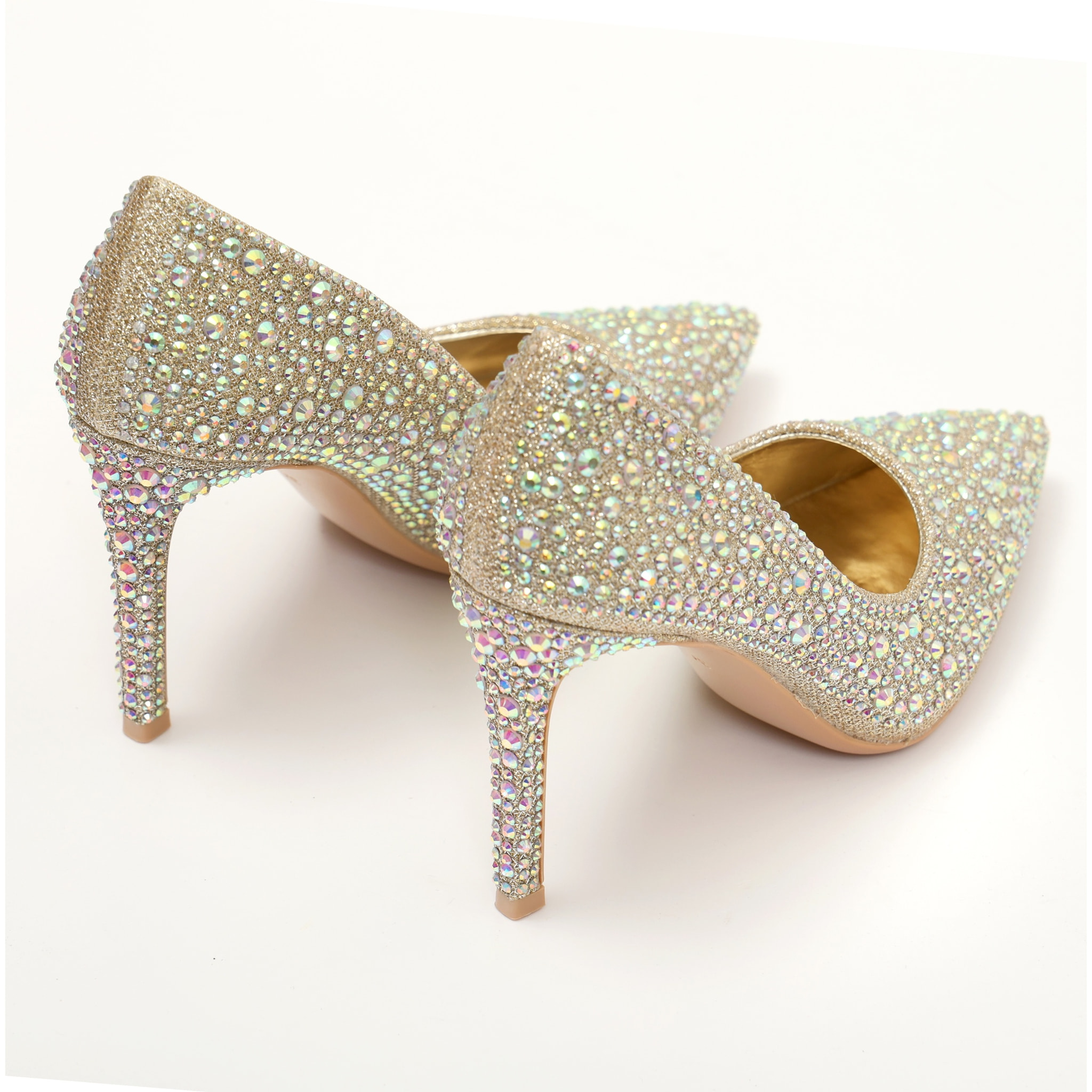 Dècolletè in simil pelle ricoperti di strass