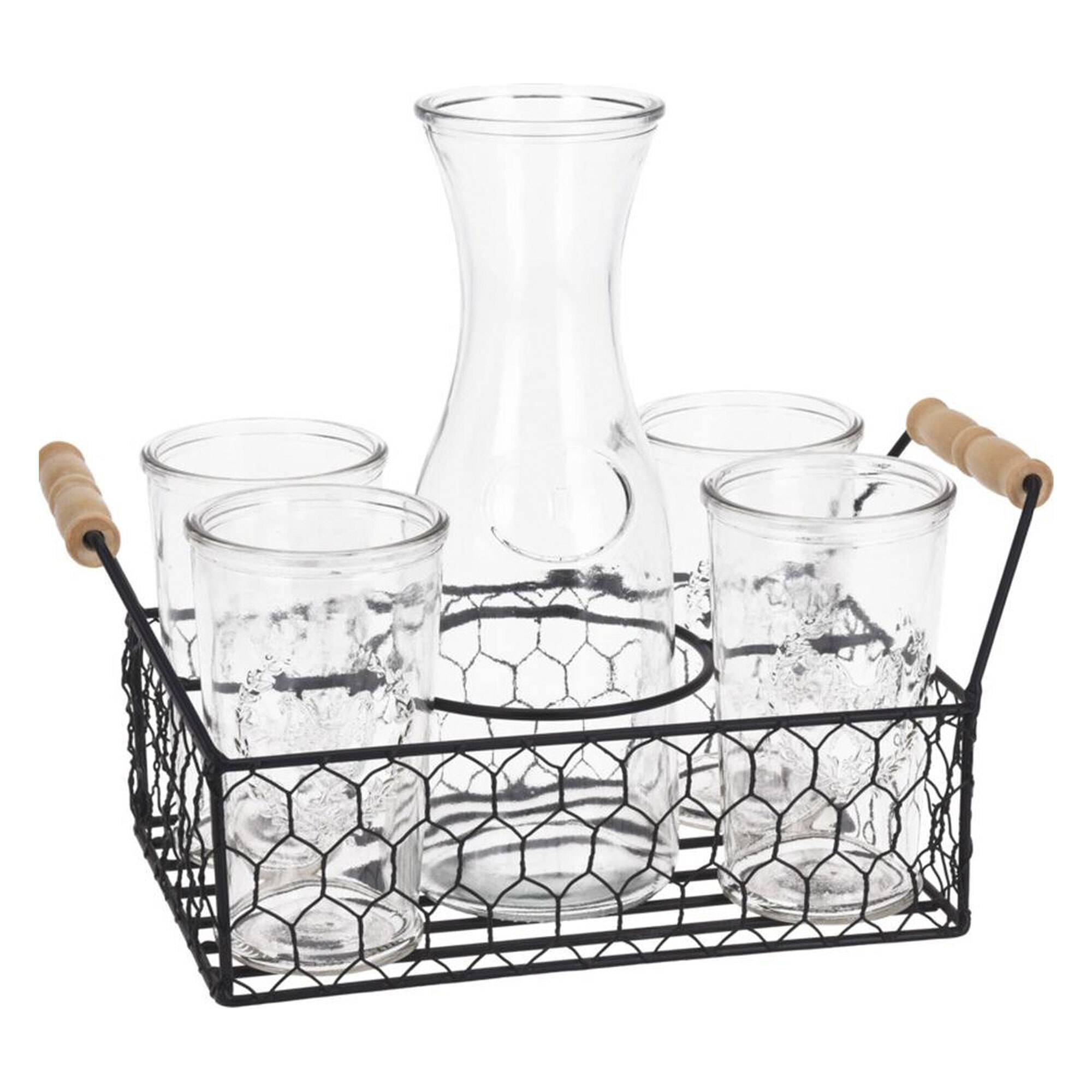 Well home juego de 4 vasos de 450ml + jarra de 1l en vidrio