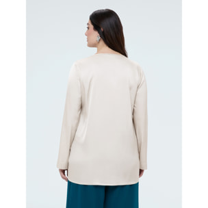 Fiorella Rubino - Blusa escote en V en raso de viscosa - Blanco
