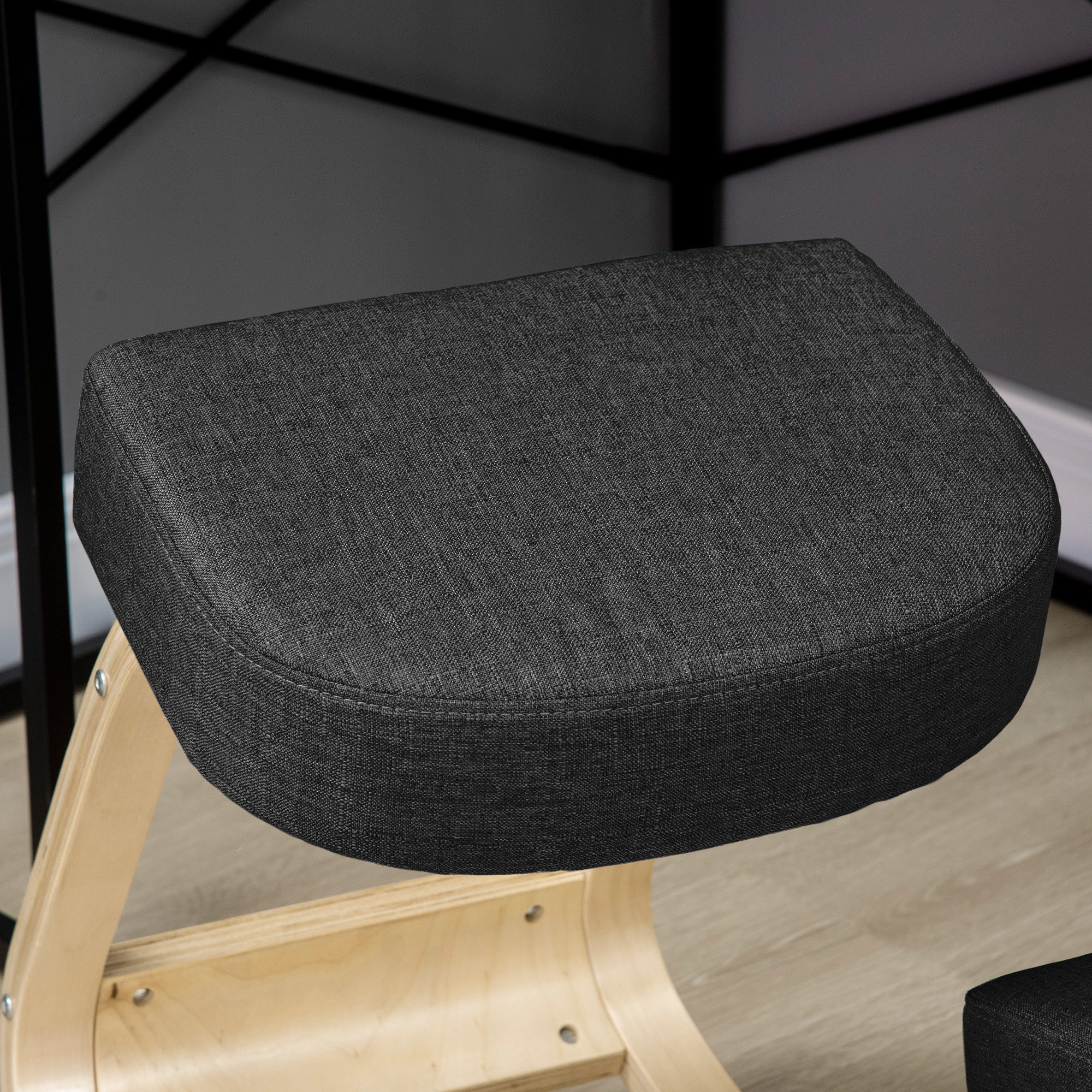 Tabouret ergonomique - siège assis à genoux - chaise à genoux grand confort - bois bouleau polyester noir