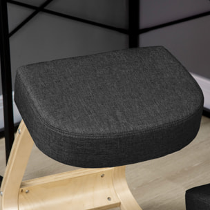 Tabouret ergonomique - siège assis à genoux - chaise à genoux grand confort - bois bouleau polyester noir