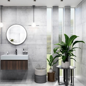 70x70 cm miroir suspendu rond avec éclairage LED et capteur, noir (SATZKULED70CE)