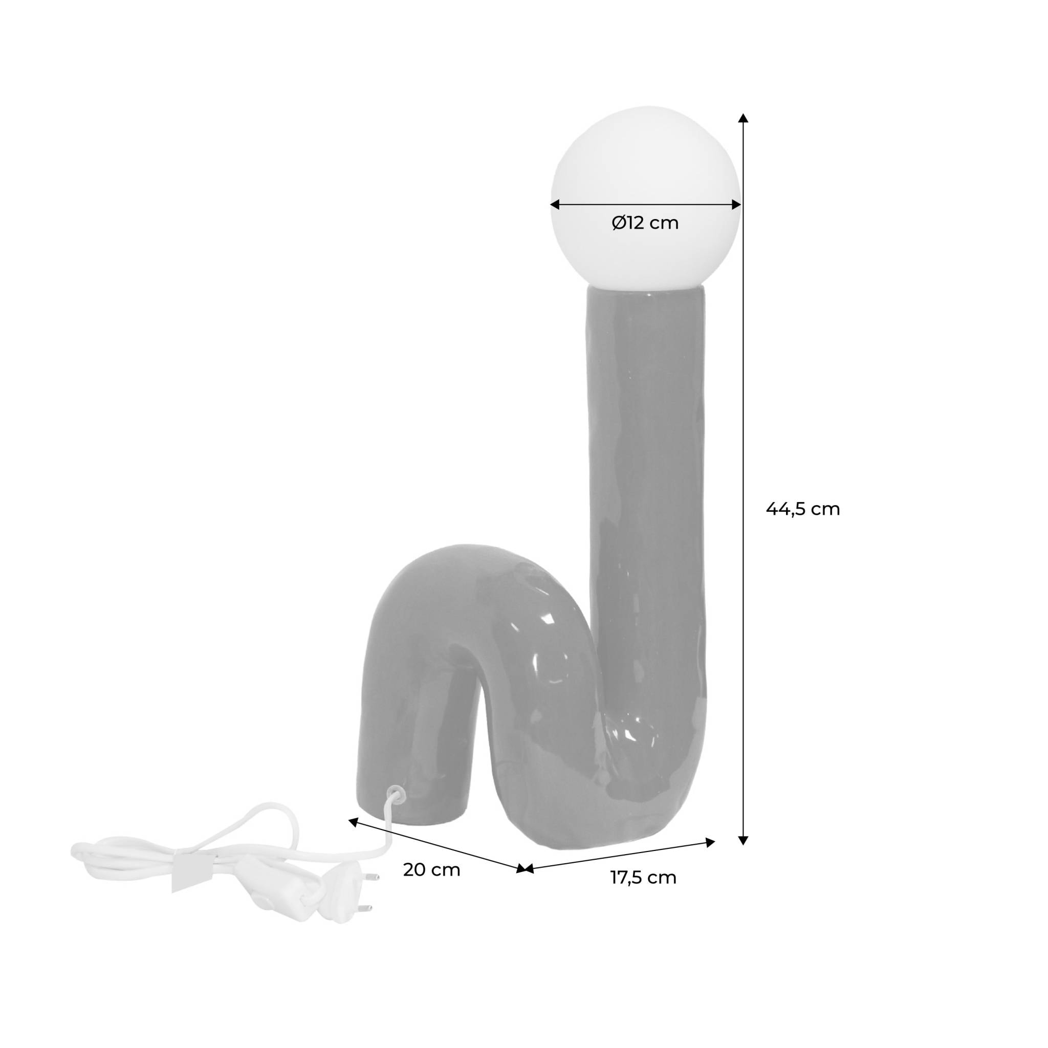 Lampe de table organique céramique vernis crème. globe en verre H 45cm - Elma