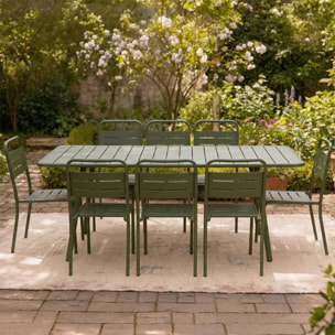 Ensemble table de jardin 200 cm et 8 chaises vert EVORA