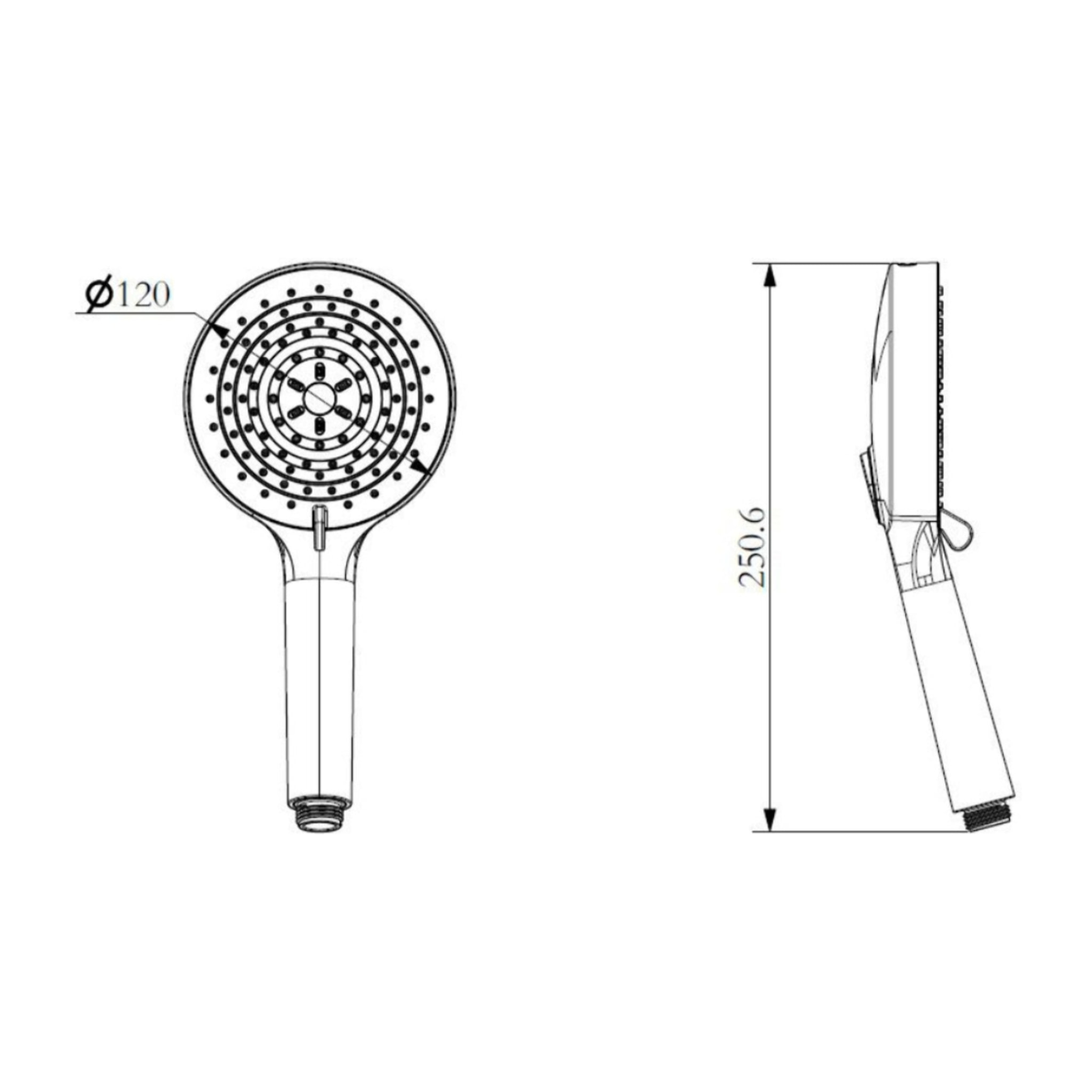 Douchette à main ronde 4 fonctions, débit 11,28 l/min, garantie 5 ans,noir mat (SATBSRS23C)