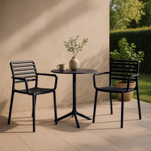 Set da 4 sedie da giardino nere in polipropilene con braccioli – Tago