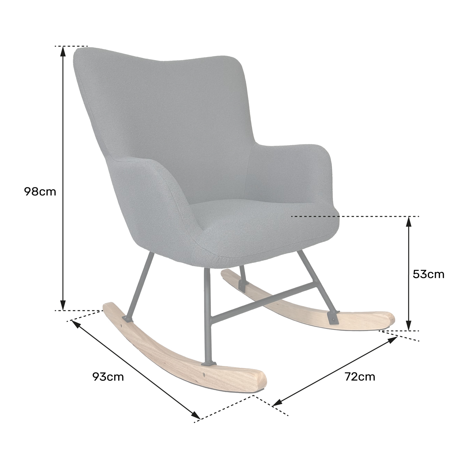 Fauteuil à bascule en tissu boucle gris KAIRA