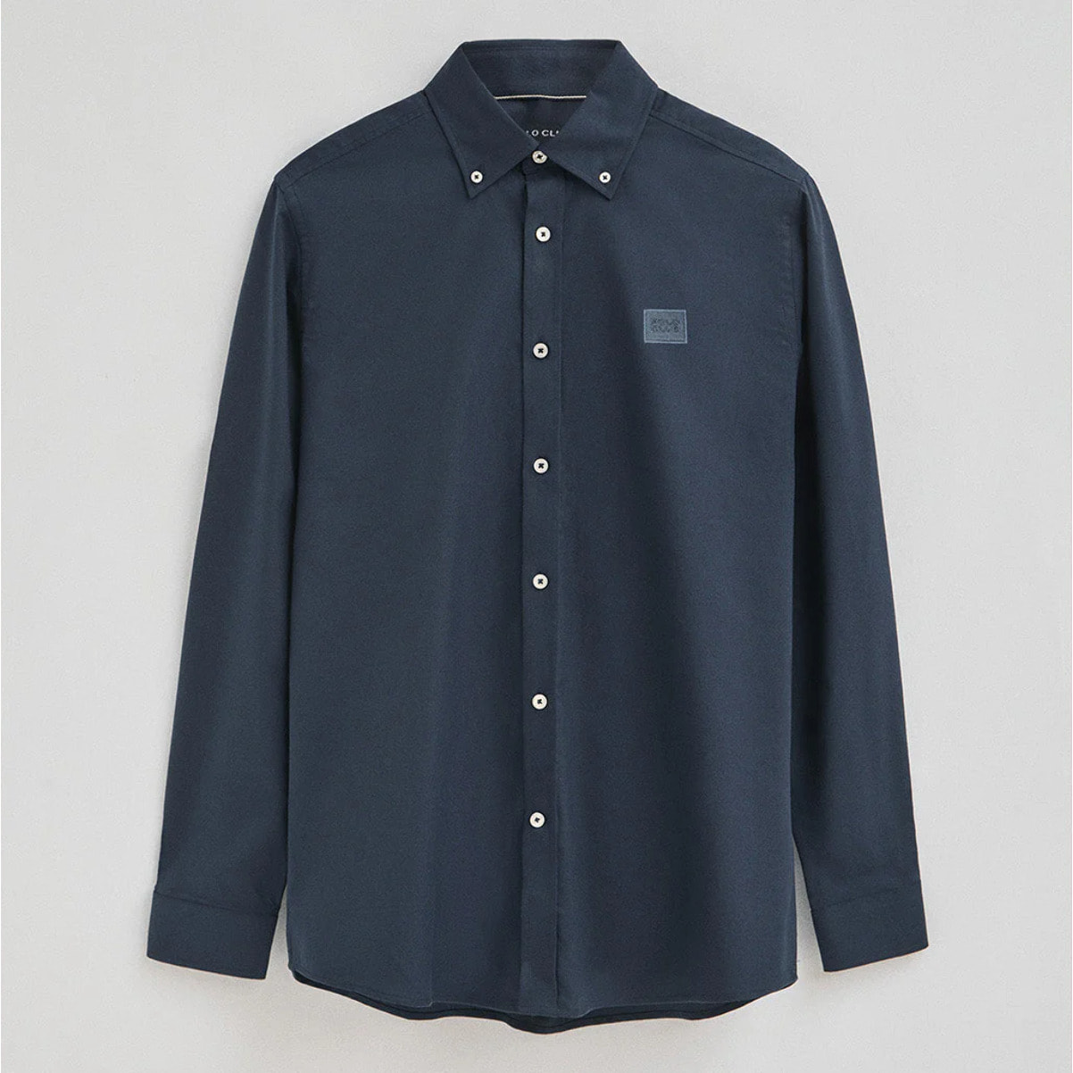 Camicia blu marino, regular fit, con colletto abbottonato e logo Polo Club