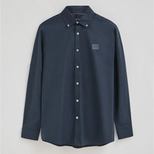 Camicia blu marino, regular fit, con colletto abbottonato e logo Polo Club