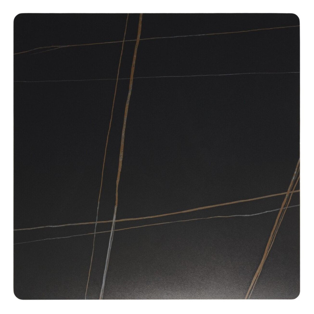 ICARE - Ensemble n°3: table bistrot 70x70cm en céramique marbré noir