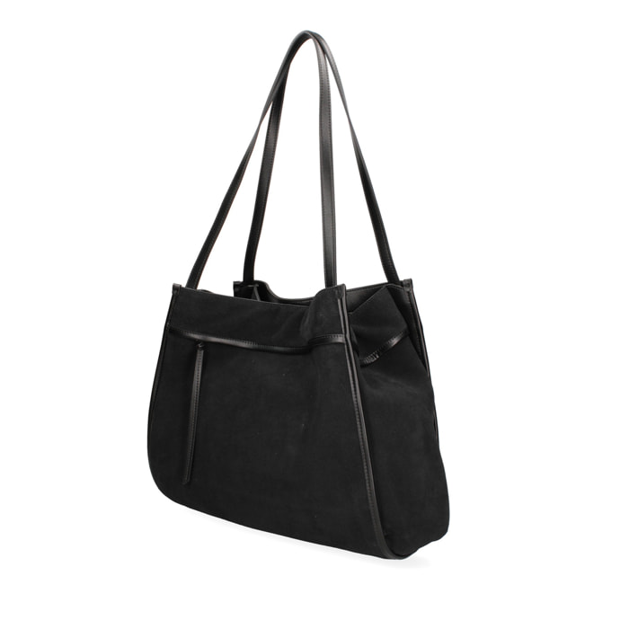 Borsa a spalla da donna Made in Italy - Modello Seraphina Elite - Pelle scamosciata - 35.0 x 35.0 x 16.0 cm