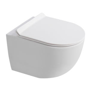 PixL Cuvette suspendue en céramique sans bride Tornado Quiet, fixations invisibles + abattant Softclose, blanc (CEPX010RTORPWM)