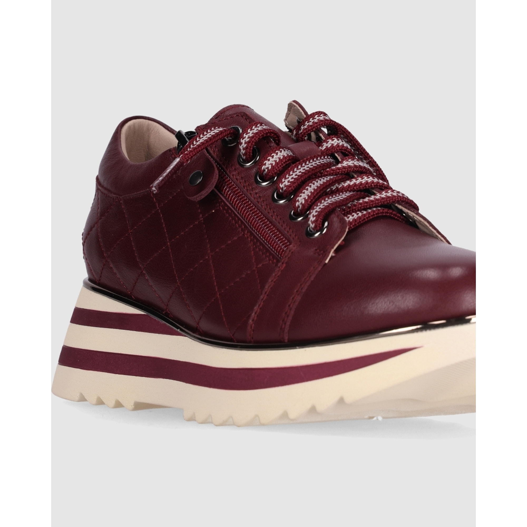 Deportivos de Piel - Burdeos - Tacón: 5 cm