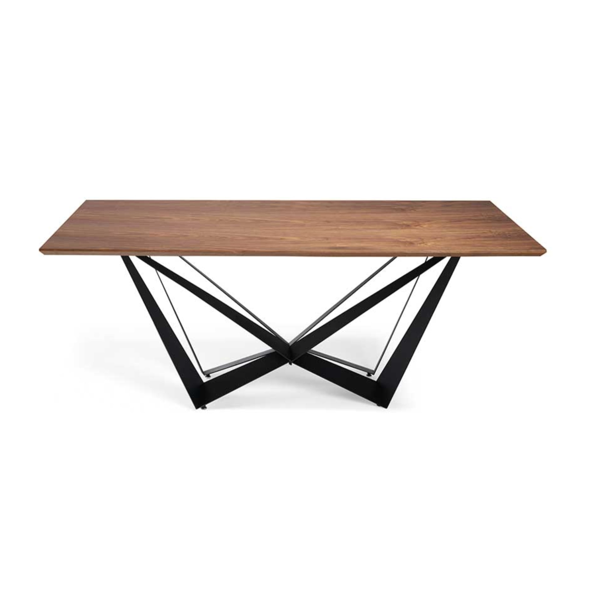 Mesa de comedor fija DENIS - nogal y negro - 200x100x75cm