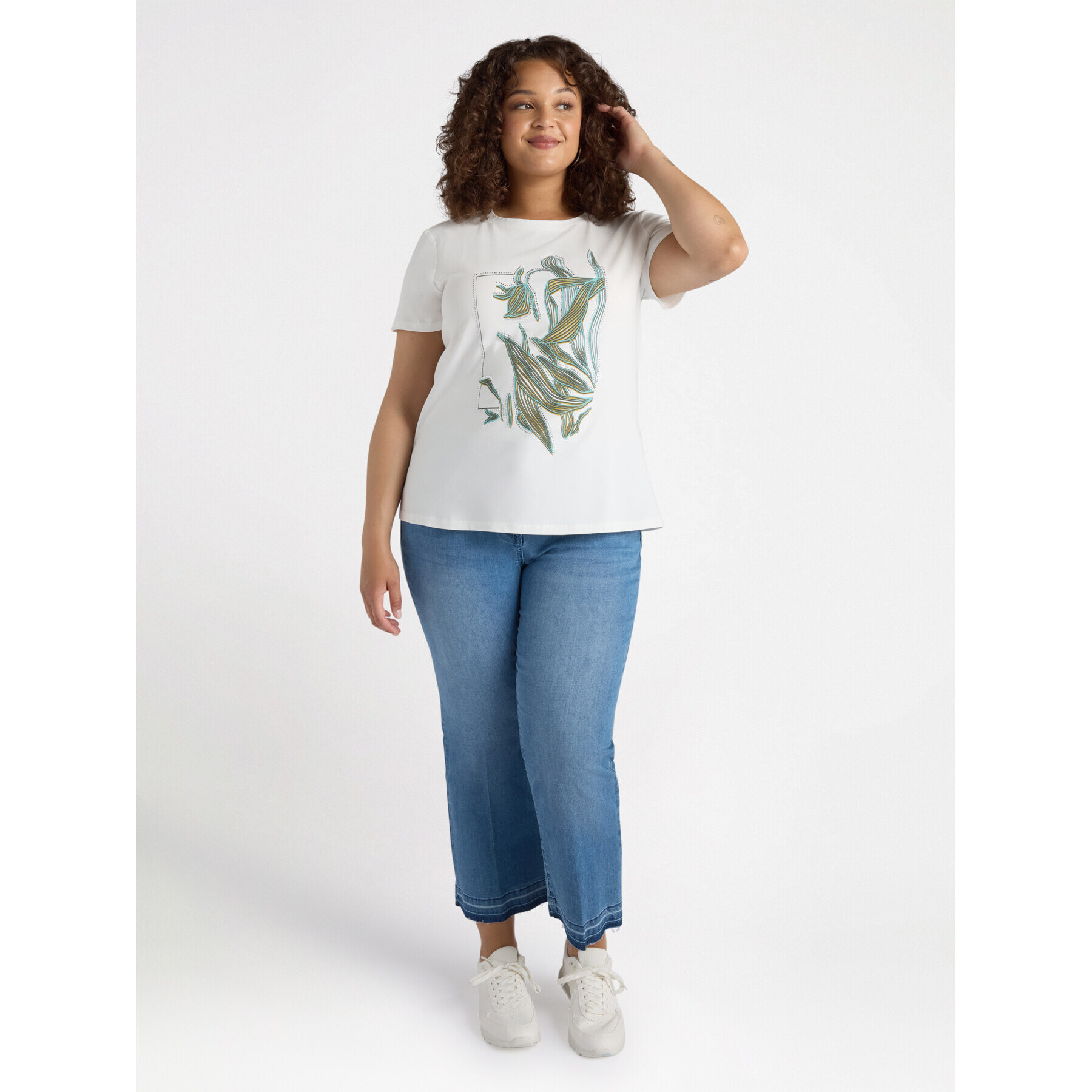 Fiorella Rubino - Camiseta con estampado y cristales - Blanco