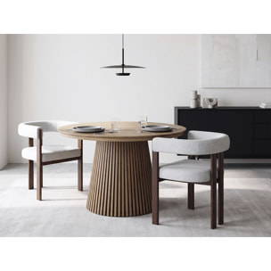 Fauteuil de salle à manger imitation bois "Neora" - Gris clair