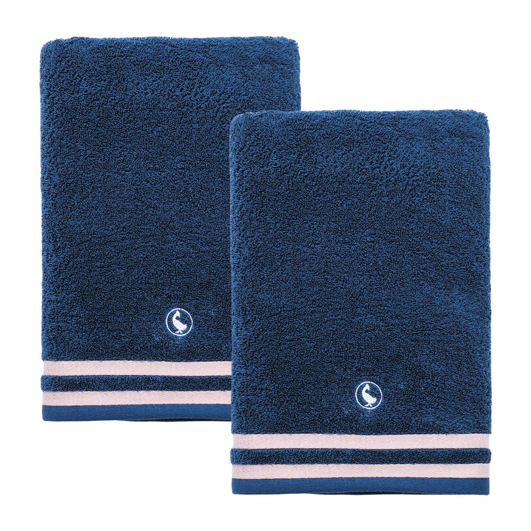 Set de 2 toallas de ducha en color azul marino 70x140cm 100% algodón 500gsm el ganso