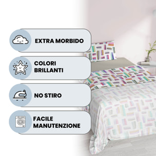COMPLETO LETTO FANTASY, 100% Microfibra - MULTICOLOR