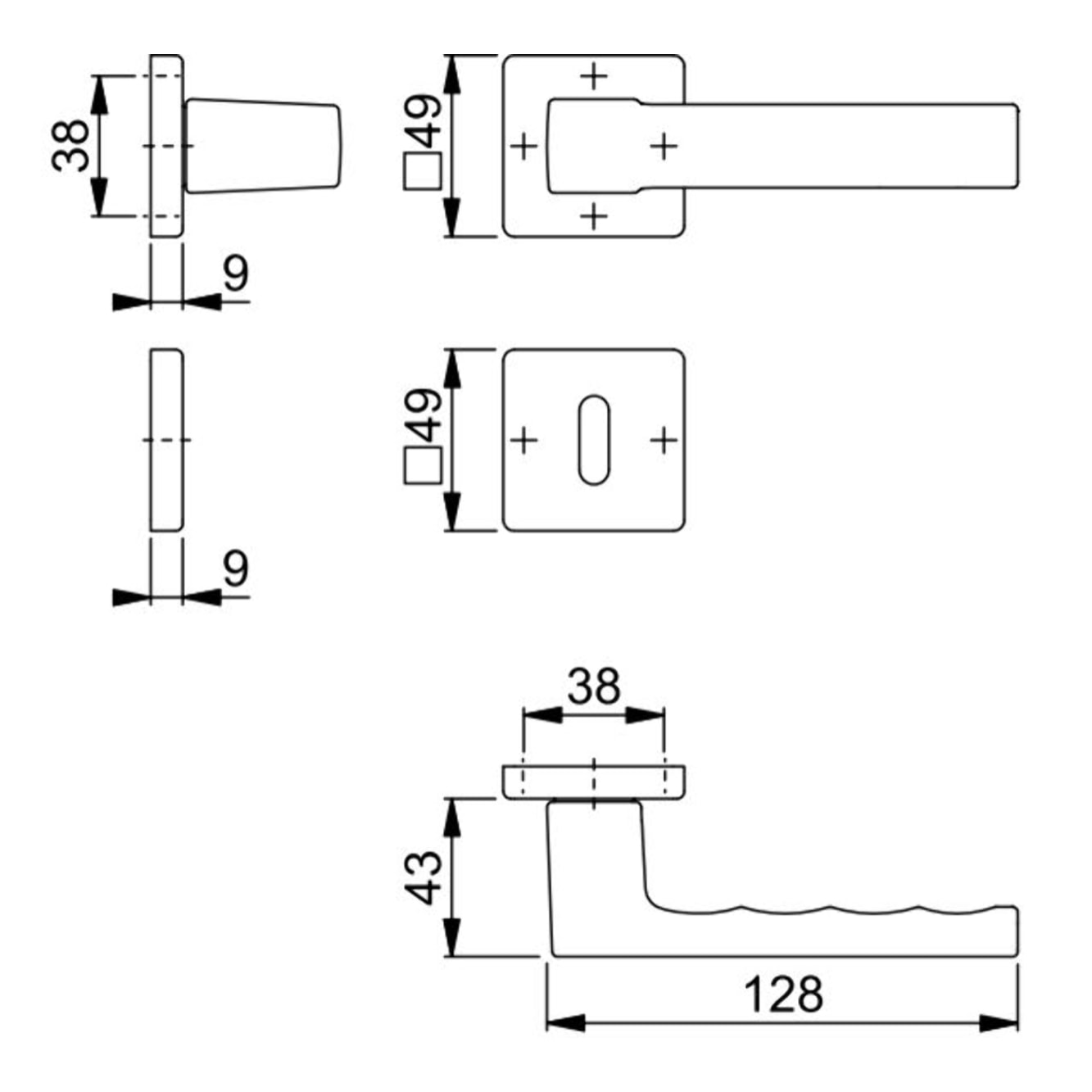 Paire de béquilles sur rosace Toulon - HOPPE - 1737/843K/843KS Noir mat - Clé L - 11637614
