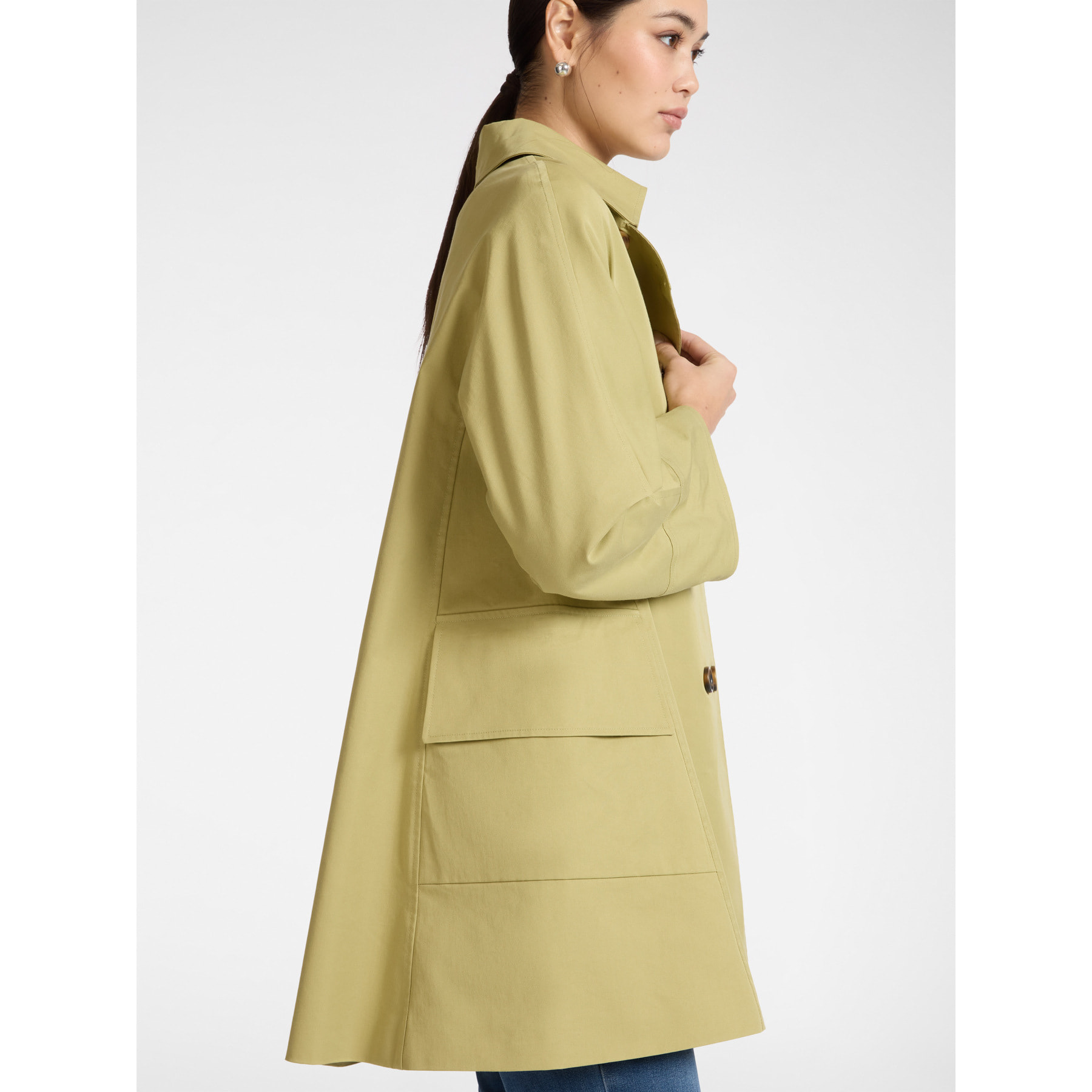 Elena Mirò - Trench cruzado en gabardina - Verde claro