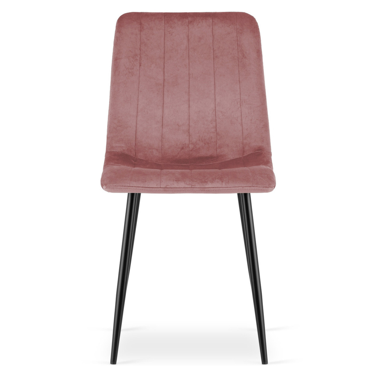 Set di 4 Sedie Lava in Velluto Rosa con Gambe Nere