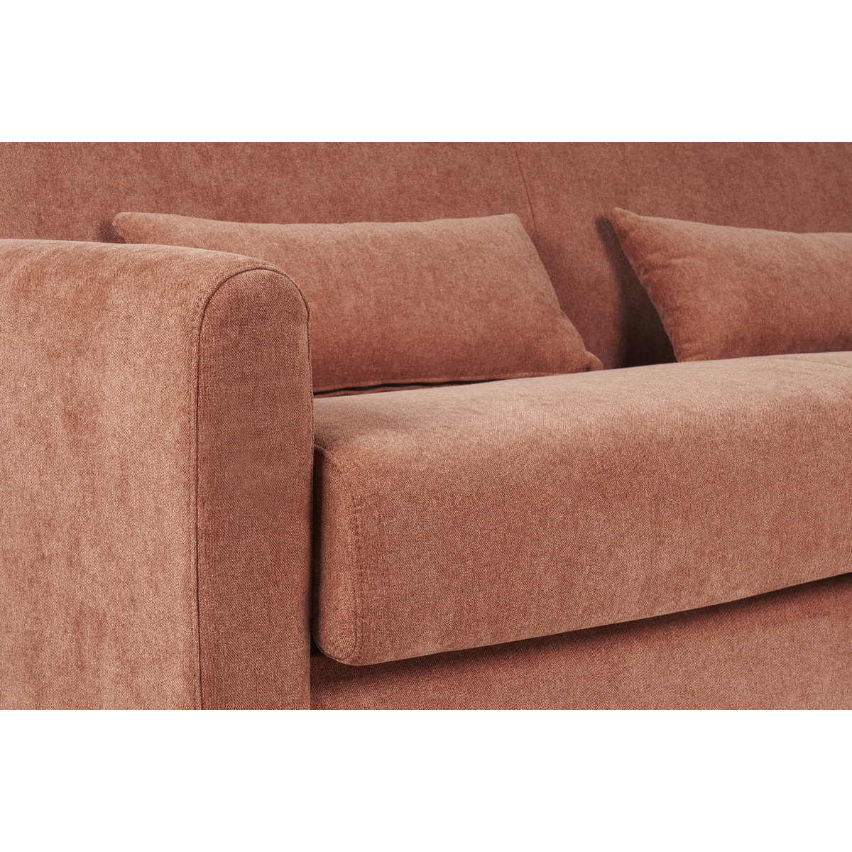 Canapé convertible 3 places en tissu effet velours terre brûlée avec matelas 13 cm LETTO