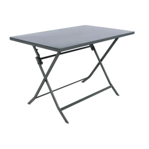 Table de jardin pliante rectangulaire "Greensboro" graphite 4 places en métal