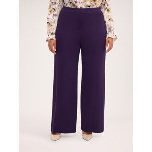 Fiorella Rubino - Pantalone palazzo in tessuto ammagliato - Viola