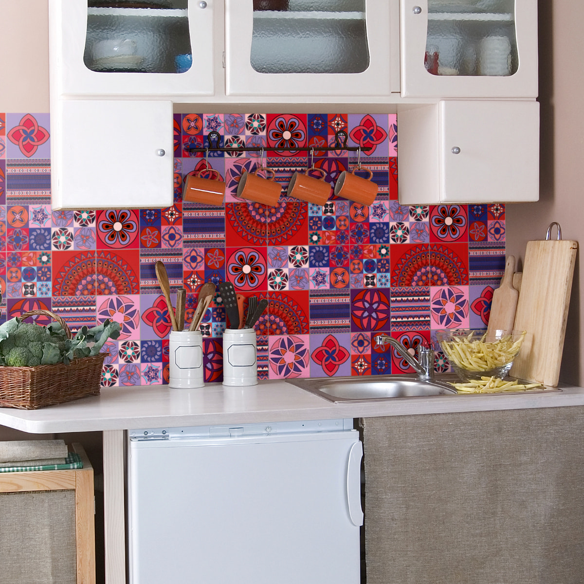 Stickers muraux - Sticker Mural Carrelage adhésif Cuisine Salle de Bain - 12 STICKERS CARRELAGES AZULEJOS TAJ MAHAL