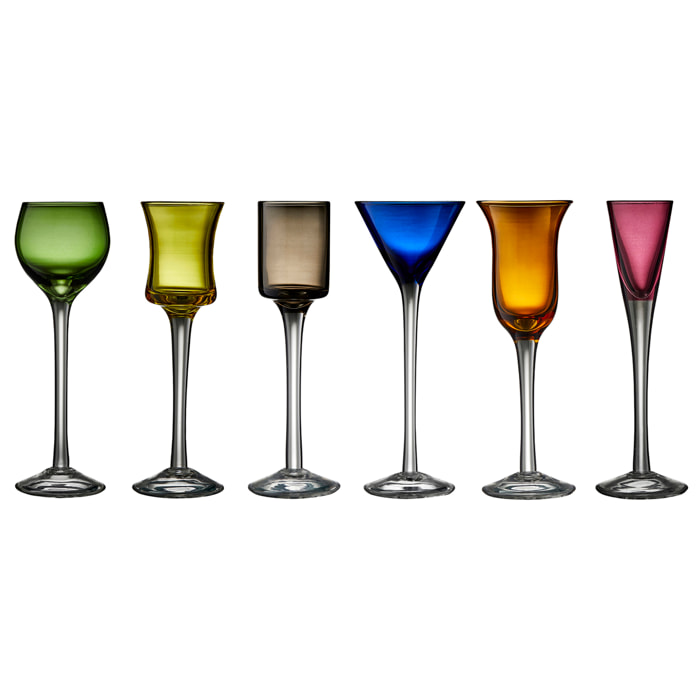 Ensemble de 6 verres à schnaps assortis