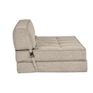 Chauffeuse 2 places convertible en tissu taupe KATY